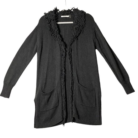 OST Fringed Cardigan Sweater Women Sz Medium Cashmere Cotton Blend Luxury - Picture 1 of 7